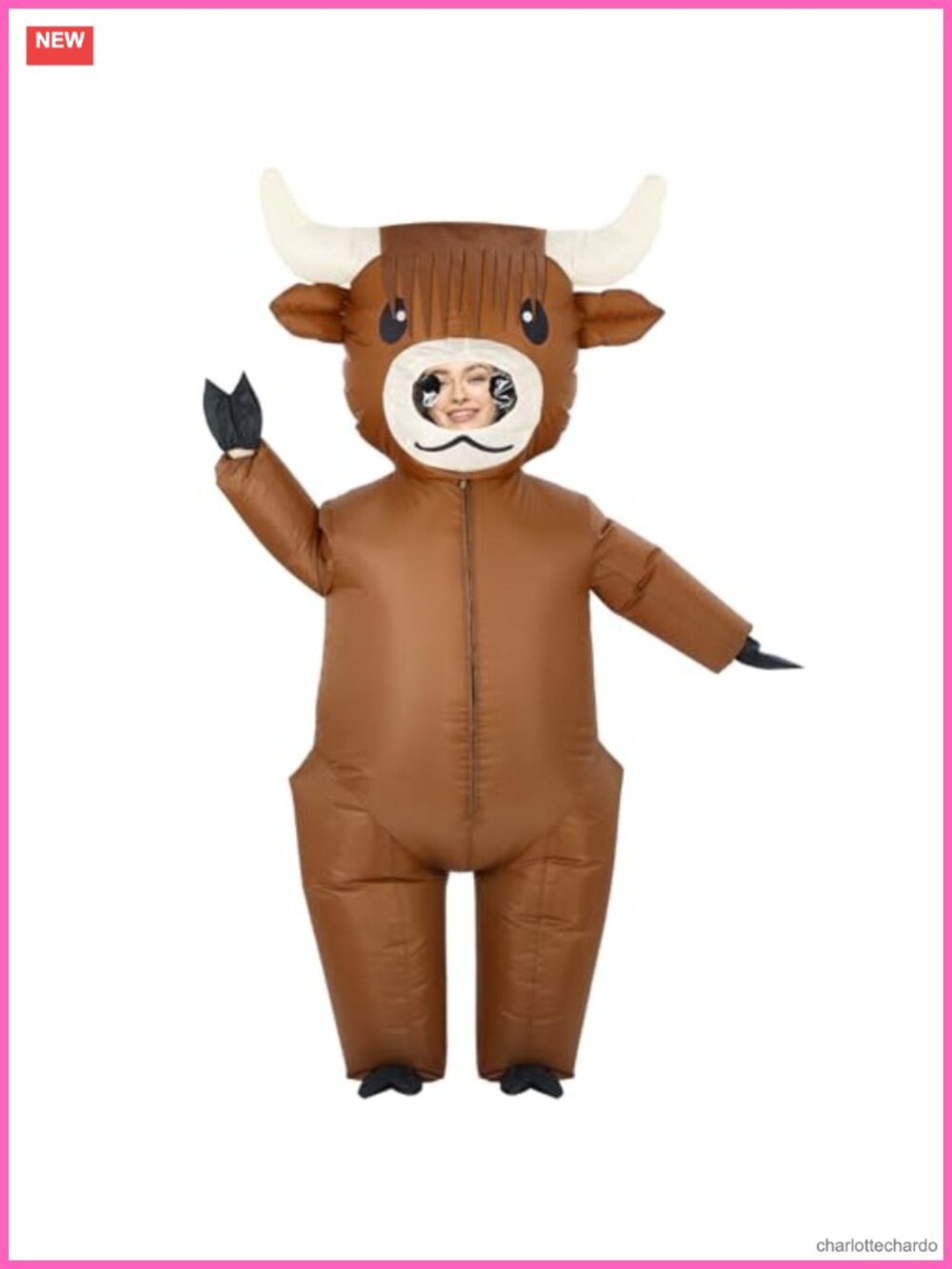 Adult Inflatable Highland Cow Costume Halloween Blow Up Suit Polyester